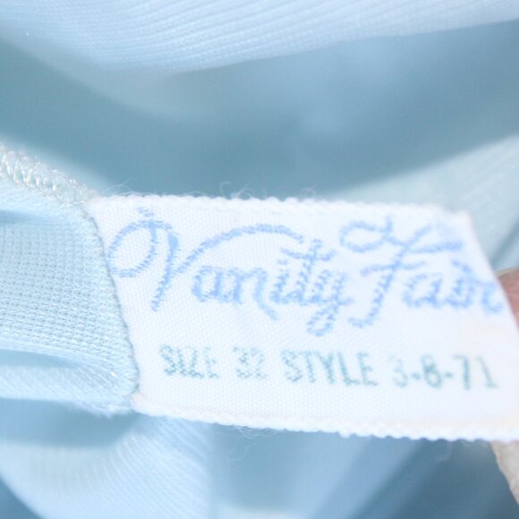 Vtg 50s Vanity Fair Powder Blue Chiffon Pleated Top & Hemline Dress Slip Size 32 - Picture 12 of 13